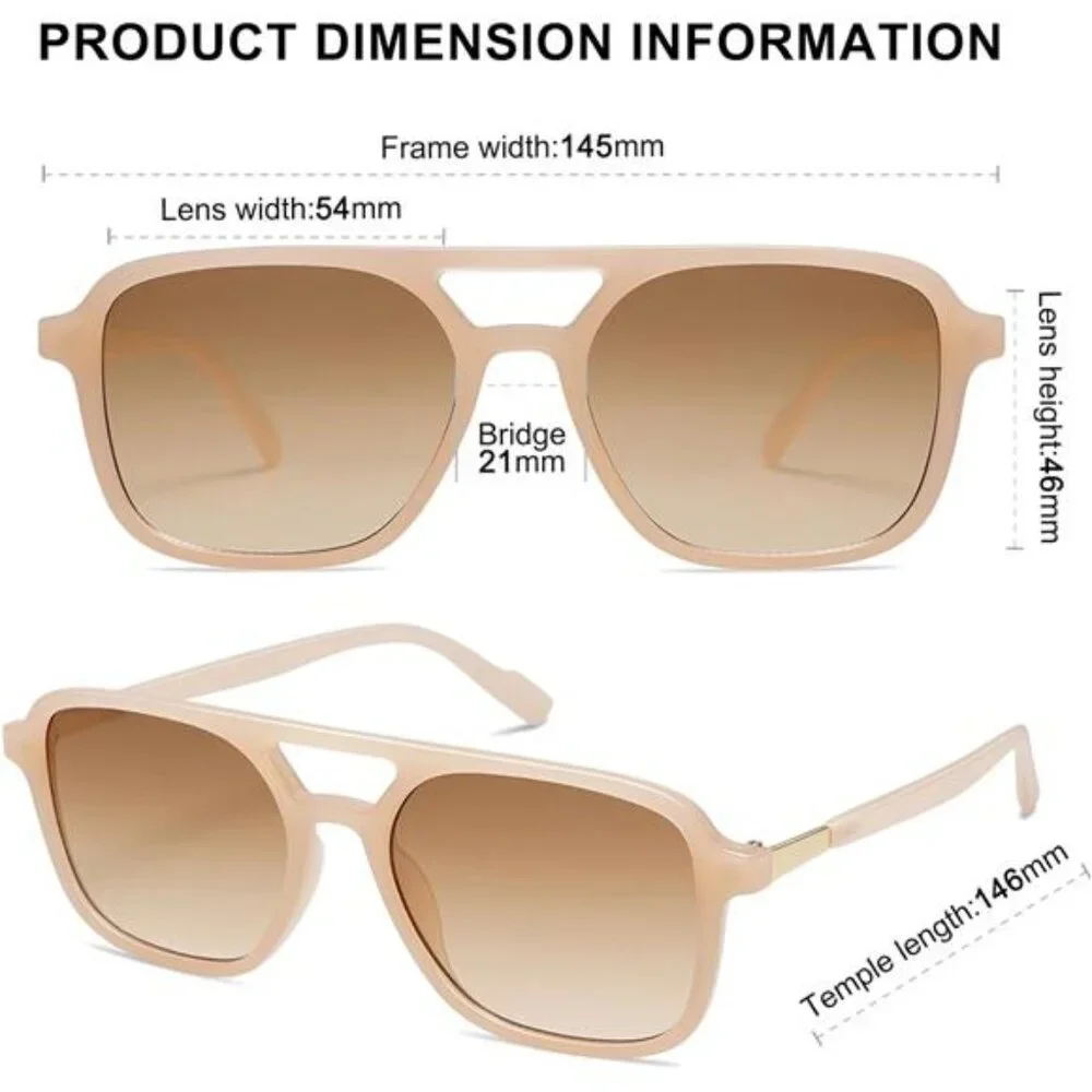 Retro Aviator Sunglasses for Women Men Cream/Brown